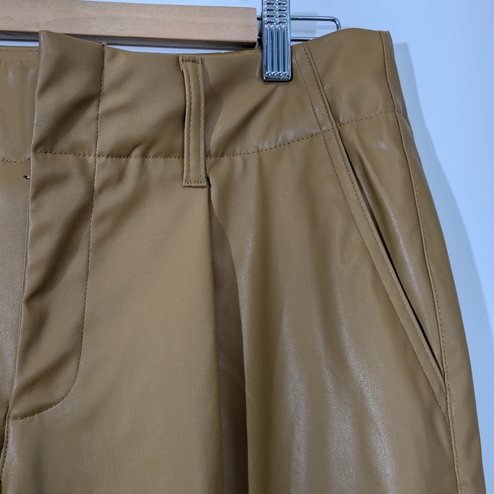 NWT Faux Leather Pants Beige Sz 12 - Picture 3 of 10